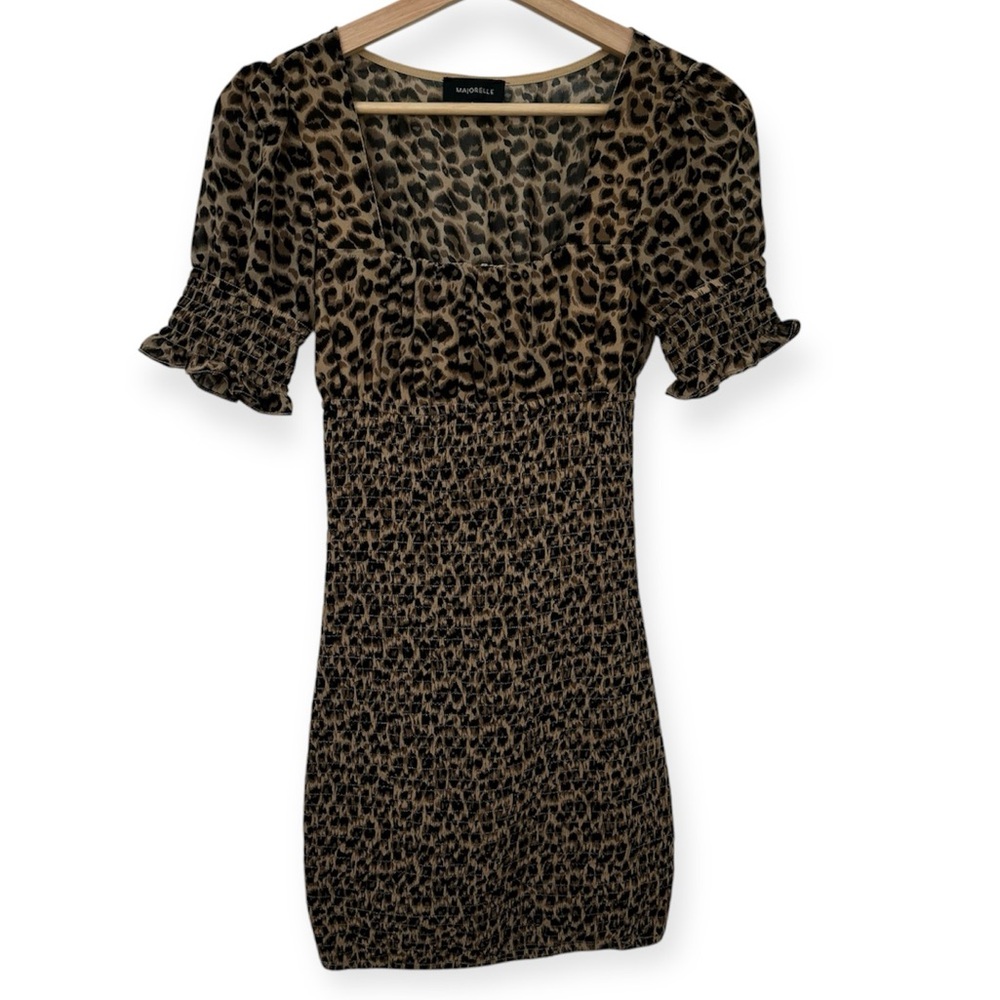 Majorelle Revolve‎ Lexi Smocked Leopard Print Mini Dress Size XS